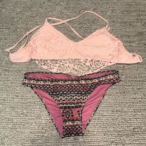 Xhilaration Pink and Patterned Bikini Set